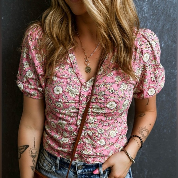 Floral Pink Short Sleeve Tee - Picture 5 of 16